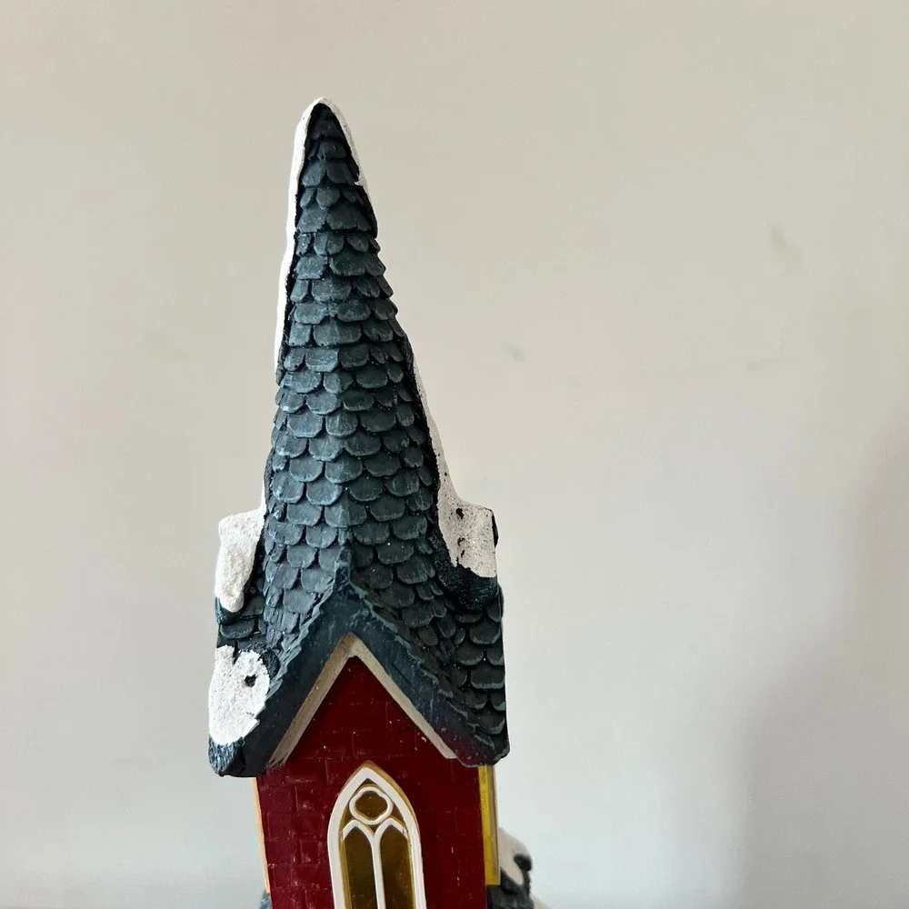 Costco Lighted Christmas Village Church with Carolers Red Brick Winter Decor